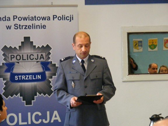 Spotkanie otworzył podinsp. Tomasz Morawiecki, komendant Komendy Powiatowej Polciji w Strzelinie