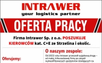 Intrawer zatrudni kierowców kat. C+E ze Strzelina i okolic
