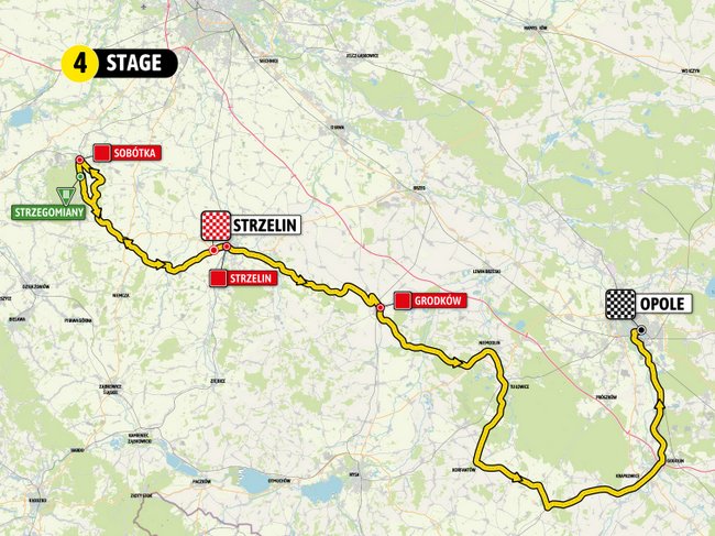 Mapa czwartego etapu Tour de Pologne Mapa czwartego etapu Tour de Pologne