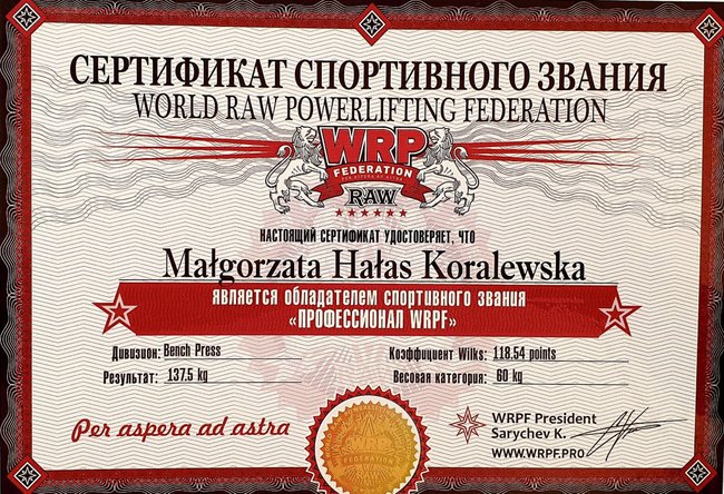 Małgorzata Hałas-Koralewska odebrała kartę zawodnika pro Małgorzata Hałas-Koralewska odebrała kartę zawodnika pro
