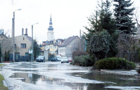 Widok na ulicę Brzegową w czasie awarii